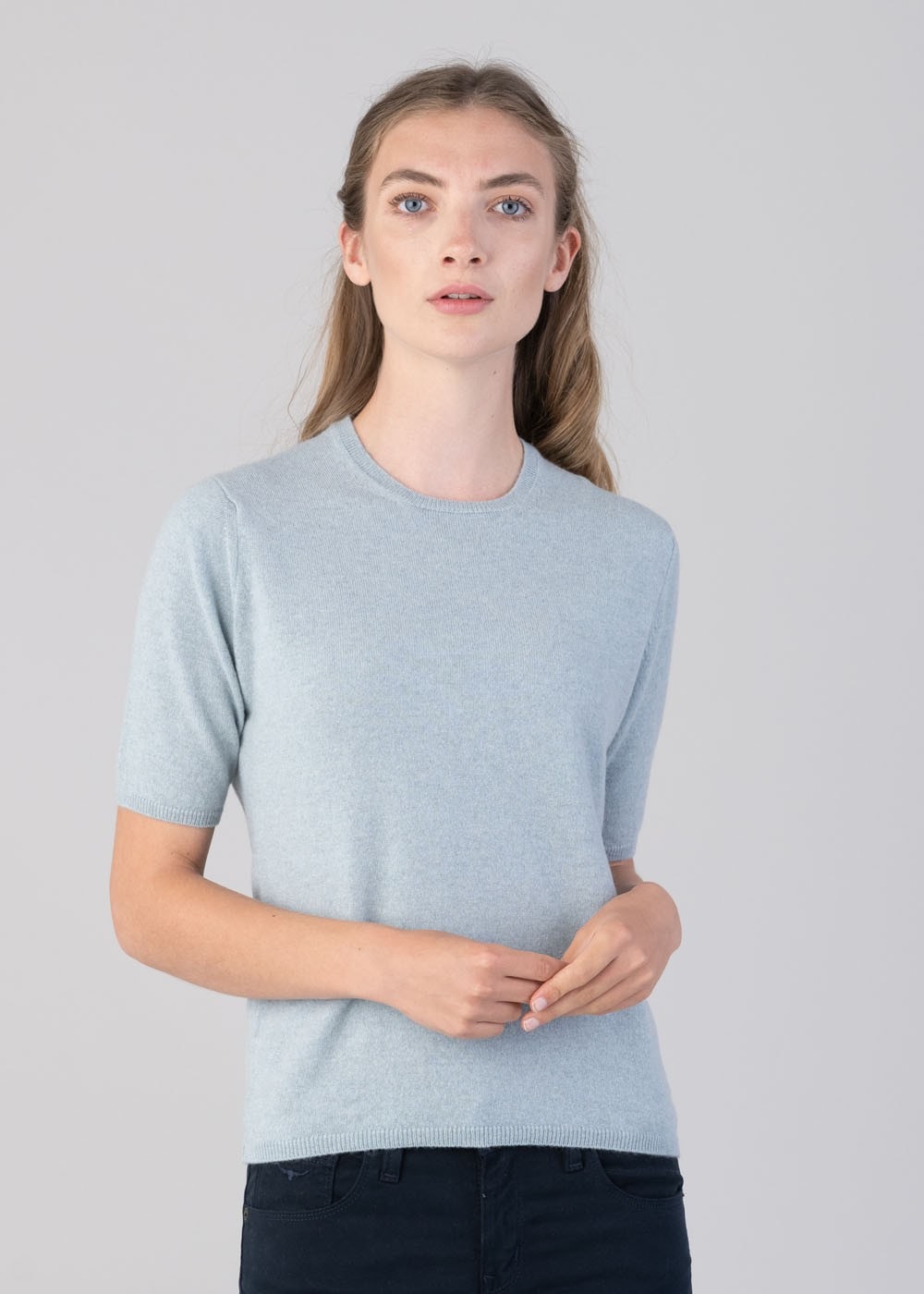 Millie Cashmere Short Sleeve Crew - Harr - 1