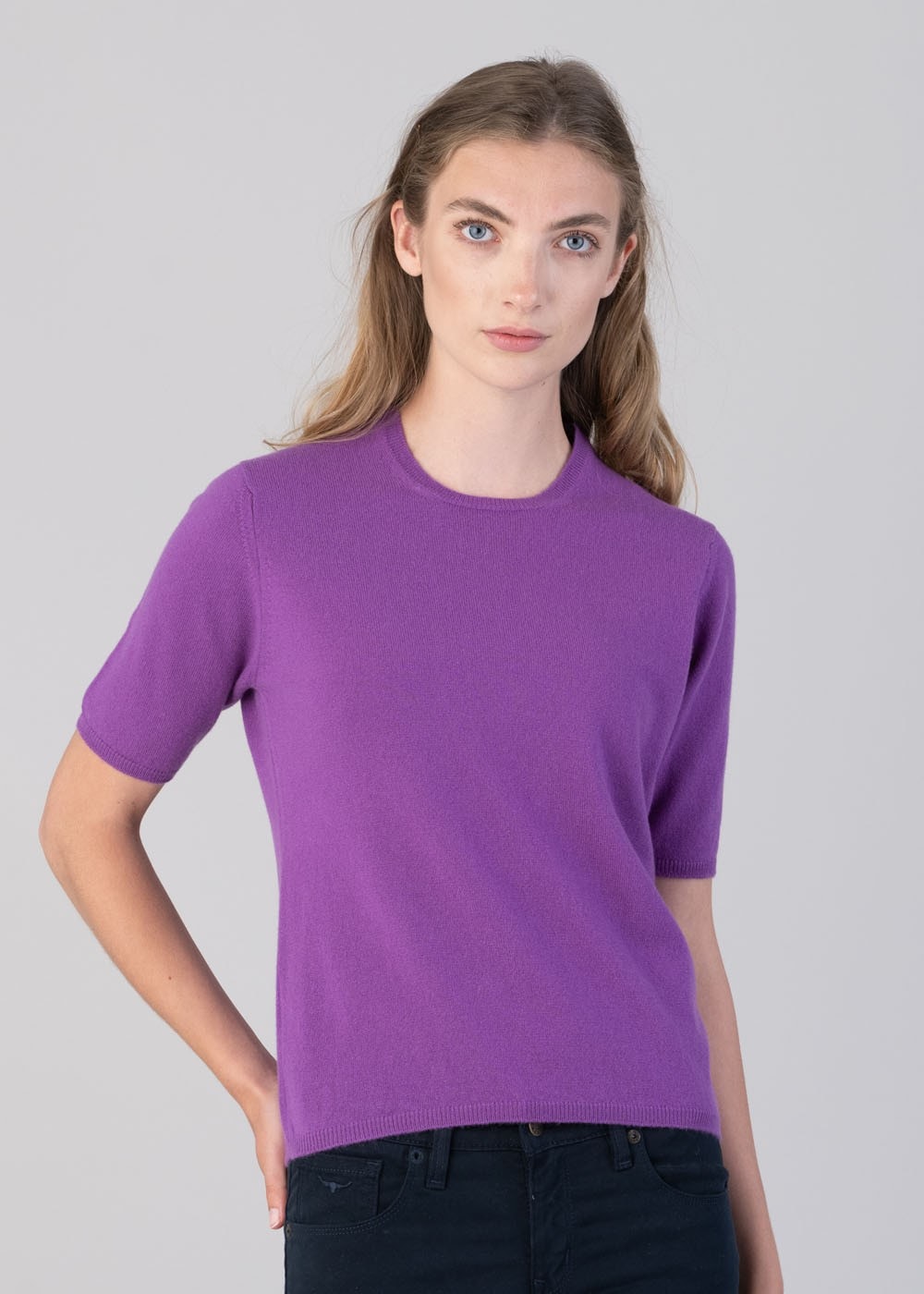 Millie Cashmere Short Sleeve Crew - Sari - 1