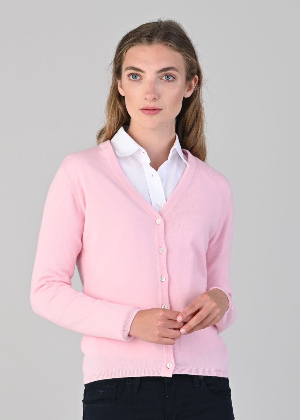 Millie Cashmere Vee Cardigan - Marshmallow - 1