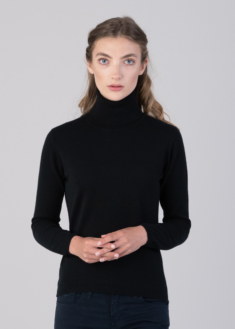 Millie Cashmere Roll Collar - Black - 1