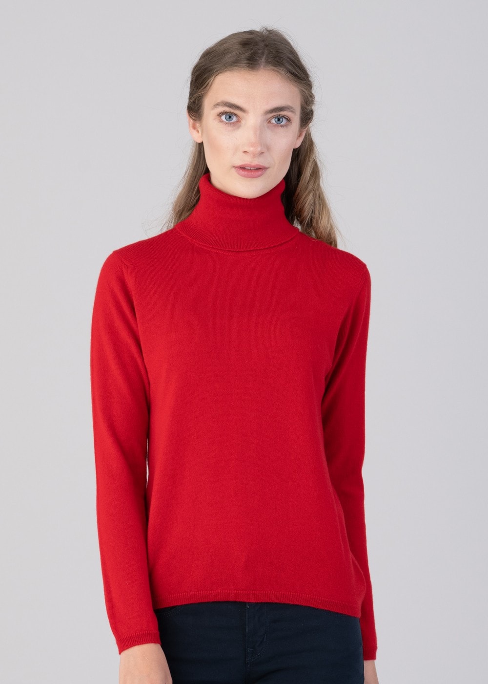 Millie Cashmere Roll Collar - Cardinal - 1