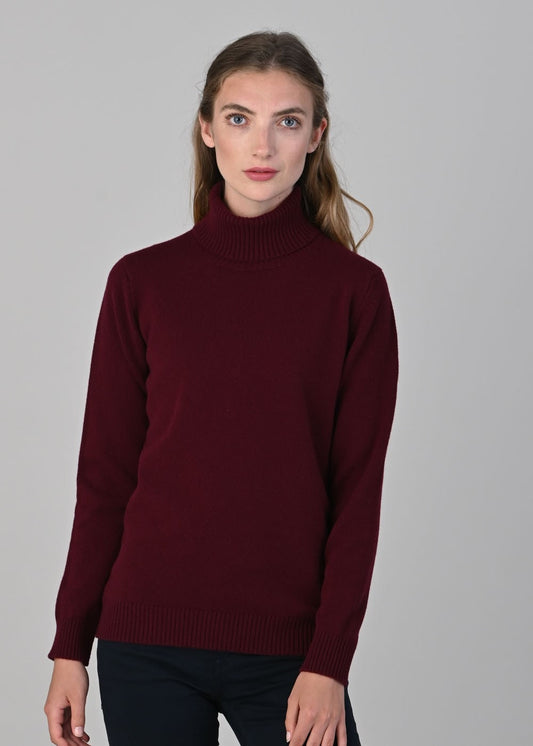 Lindsey Lambswool Roll Neck - Bordeaux - 1