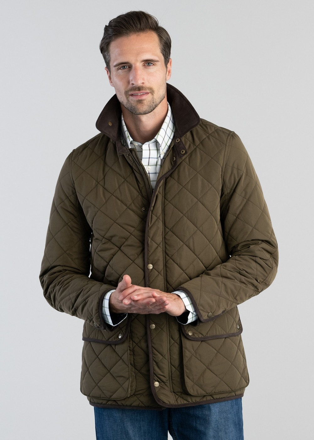 Barrowden Quilt Jacket - Dark Olive - 1