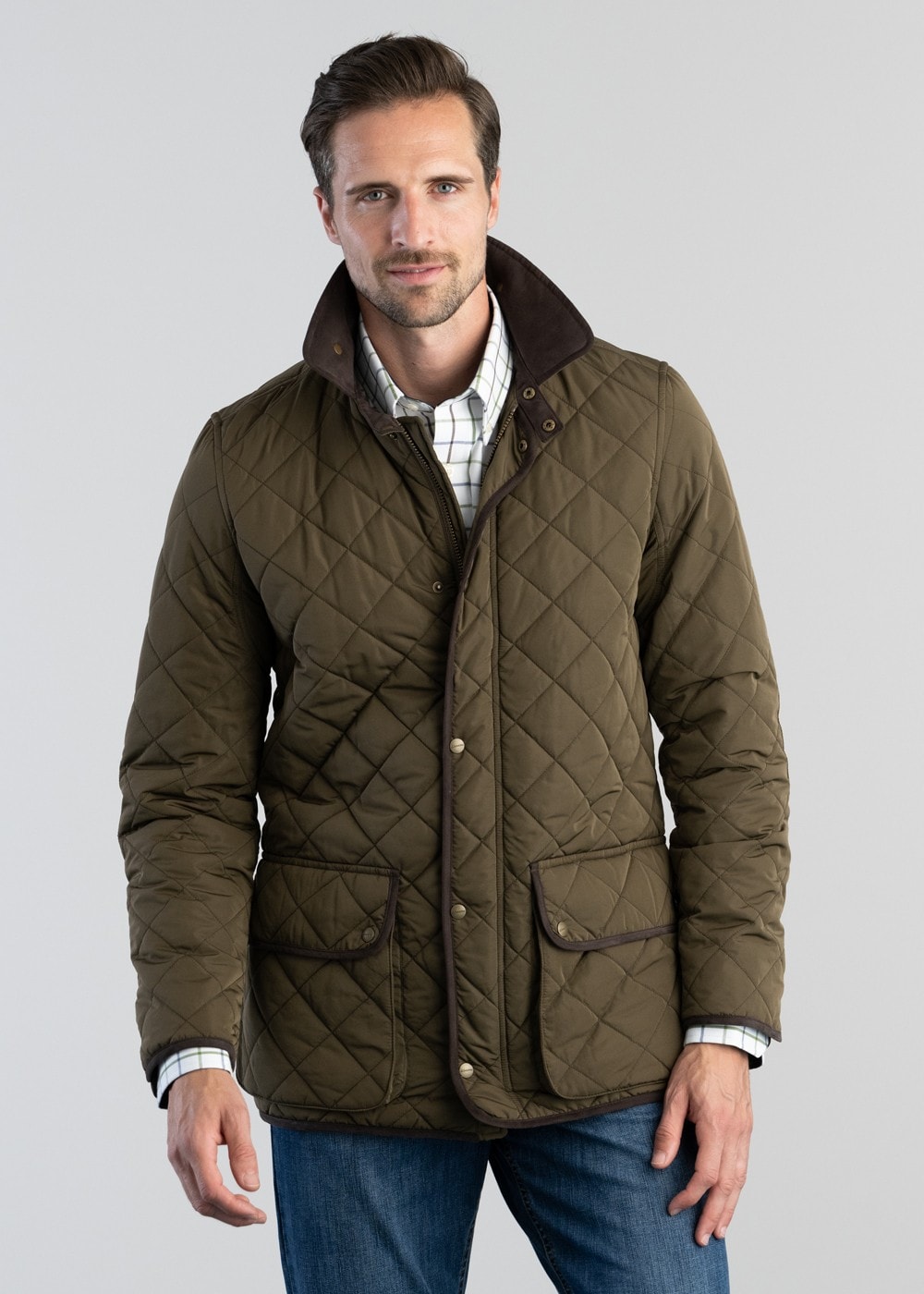 Barrowden Quilt Jacket - Dark Olive - 3