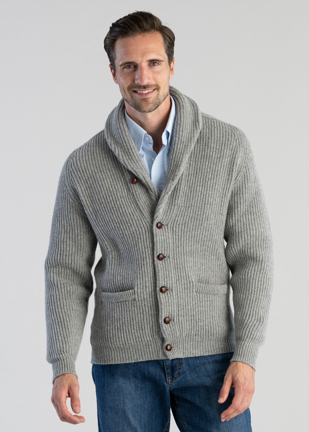 Lambswool Windsor Shawl Jacket - Flannel - 1