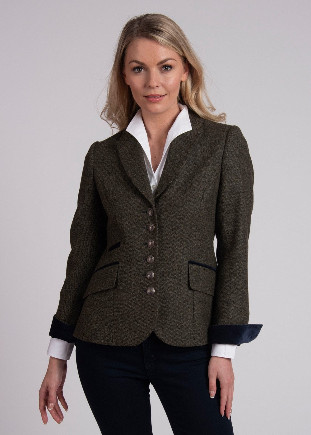 Livia Jacket - Olive and Navy - 1