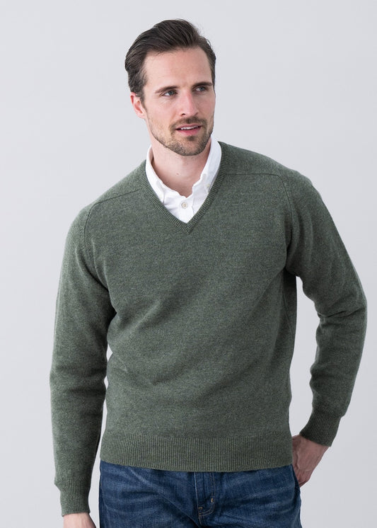 Leven 2 Ply Lambswool V-Neck - Landscape - 1