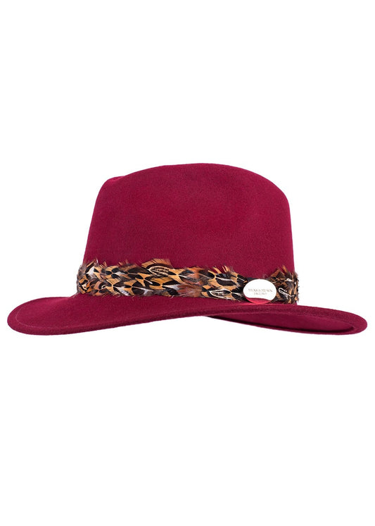 Suffolk Fedora Bronze Wrap - Maroon - 1