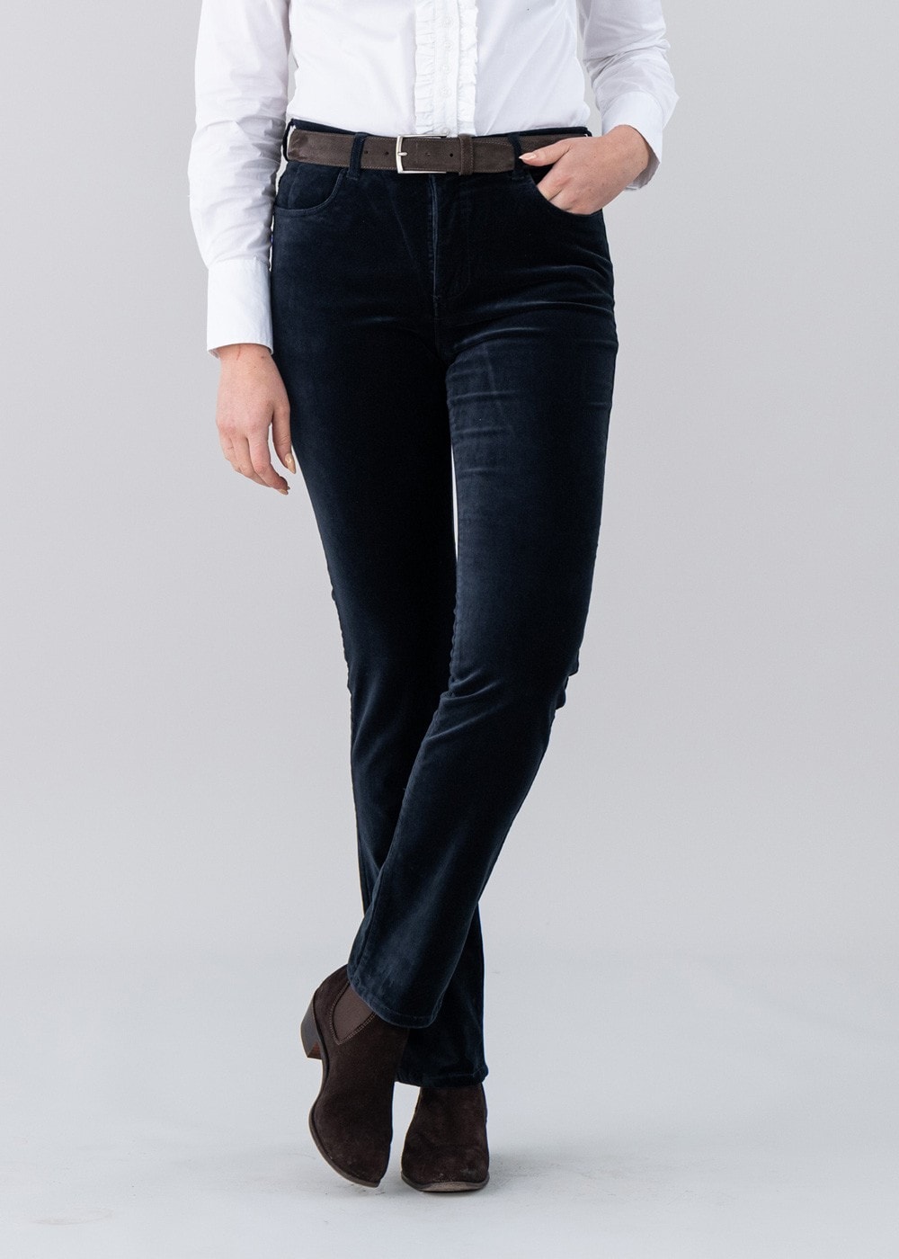 Velvet Straight Leg Jeans - Navy - 1