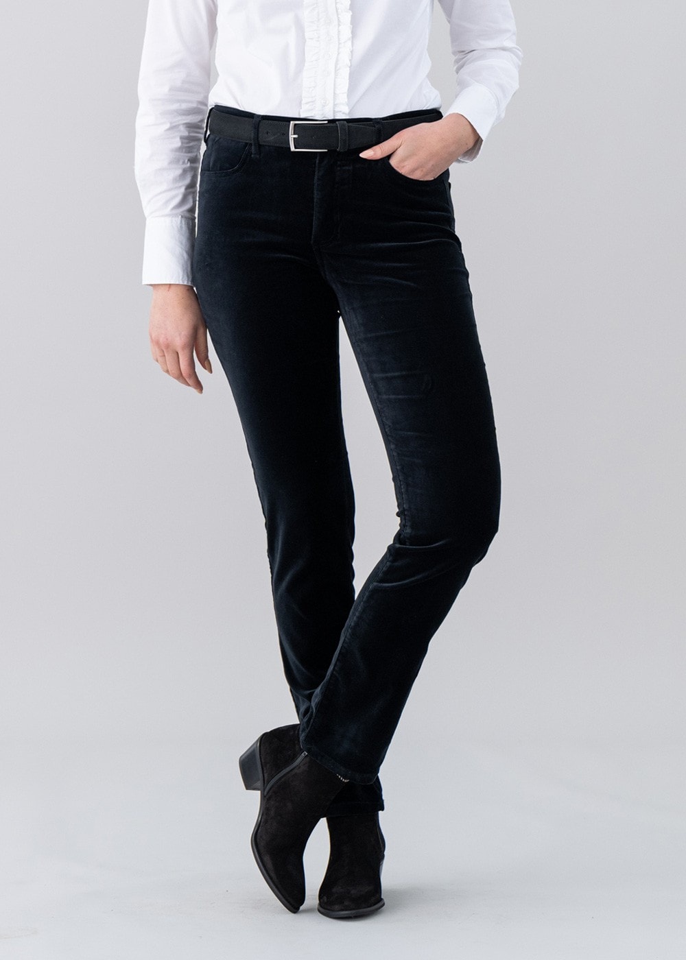 Velvet Straight Leg Jeans - Black - 1