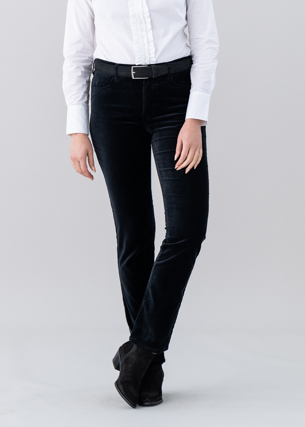 Velvet Straight Leg Jeans - Black - 3