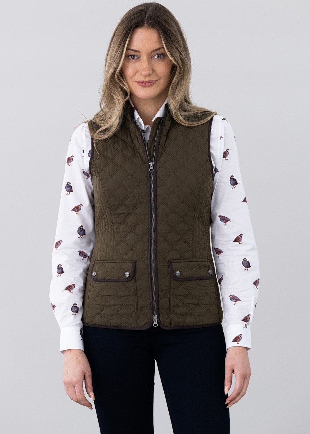 Ladies Quilted Gilet - Olive - 2