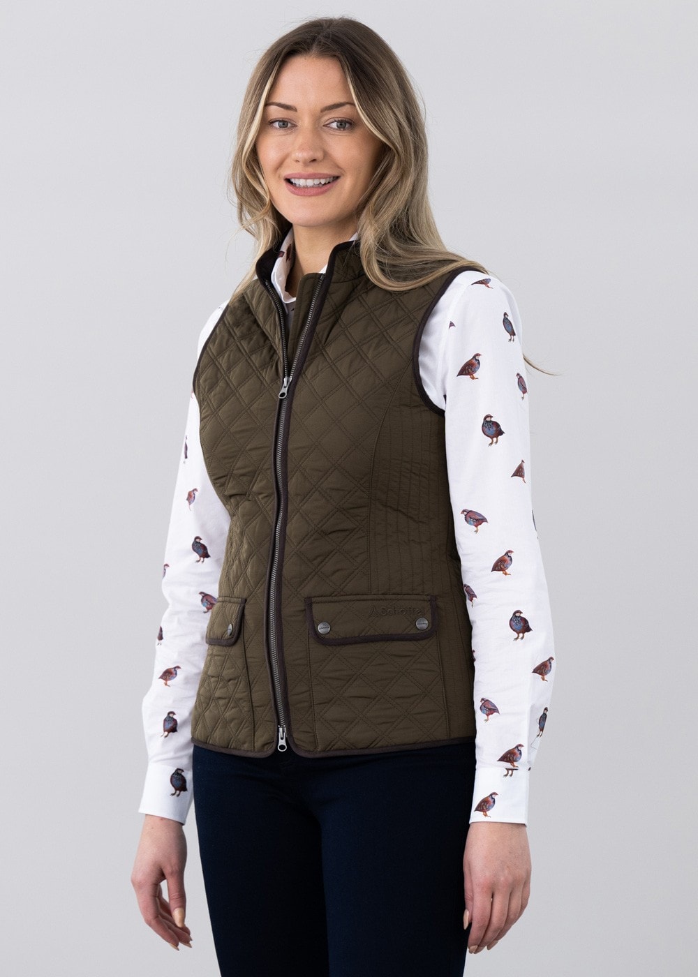 Ladies Quilted Gilet - Olive - 3