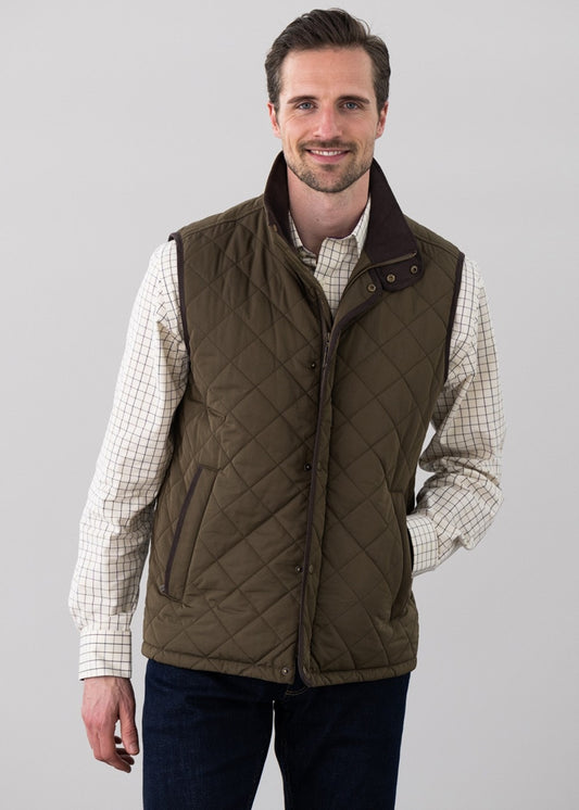 Barrowden Quilt Gilet - Olive - 1