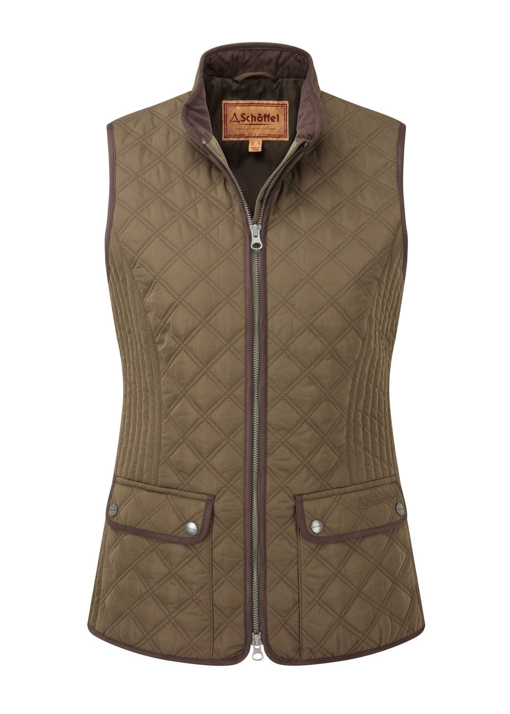 Ladies Quilted Gilet - Olive - 4