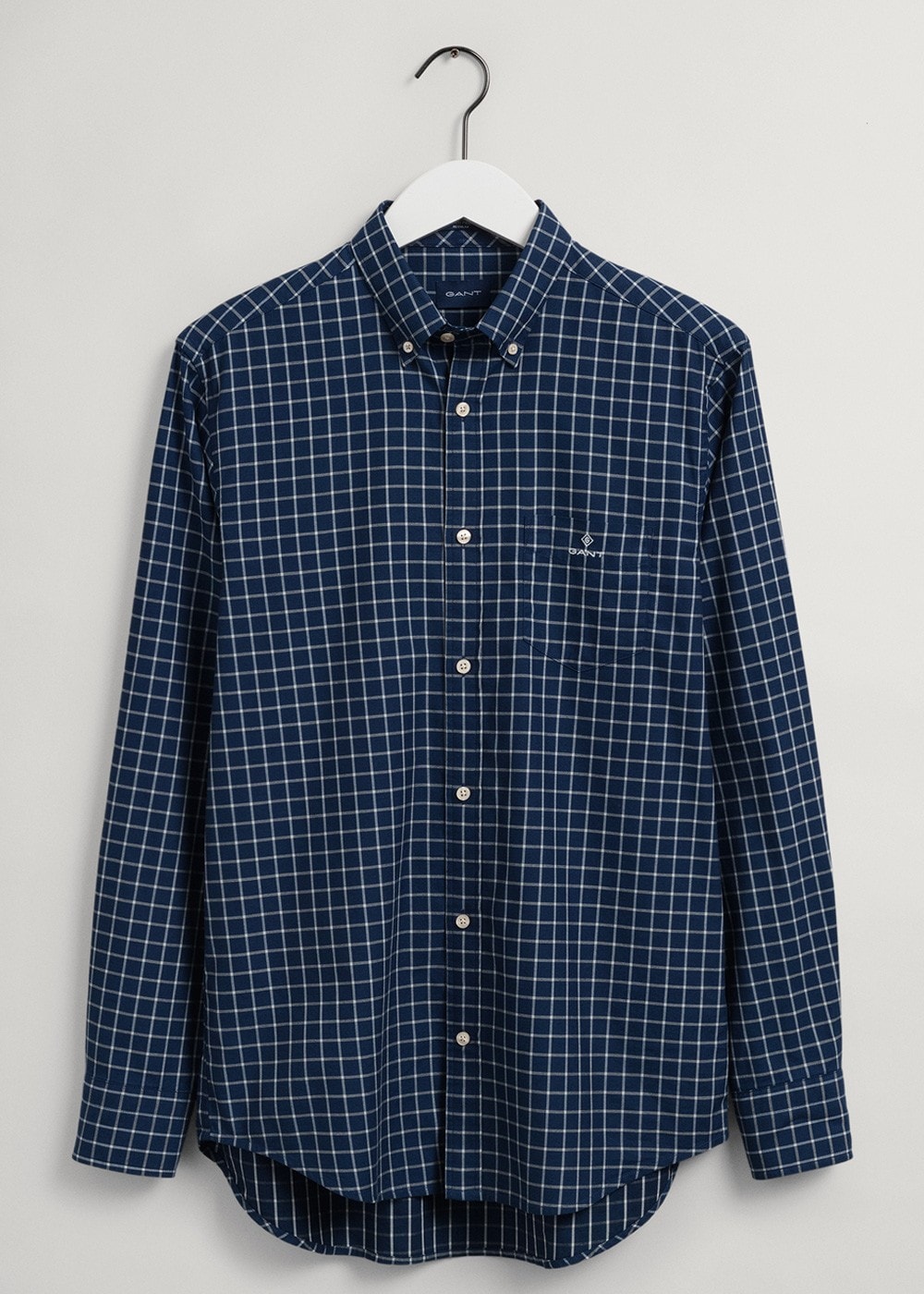 Indigo Windowpane Check Shirt - Eggshell - 4