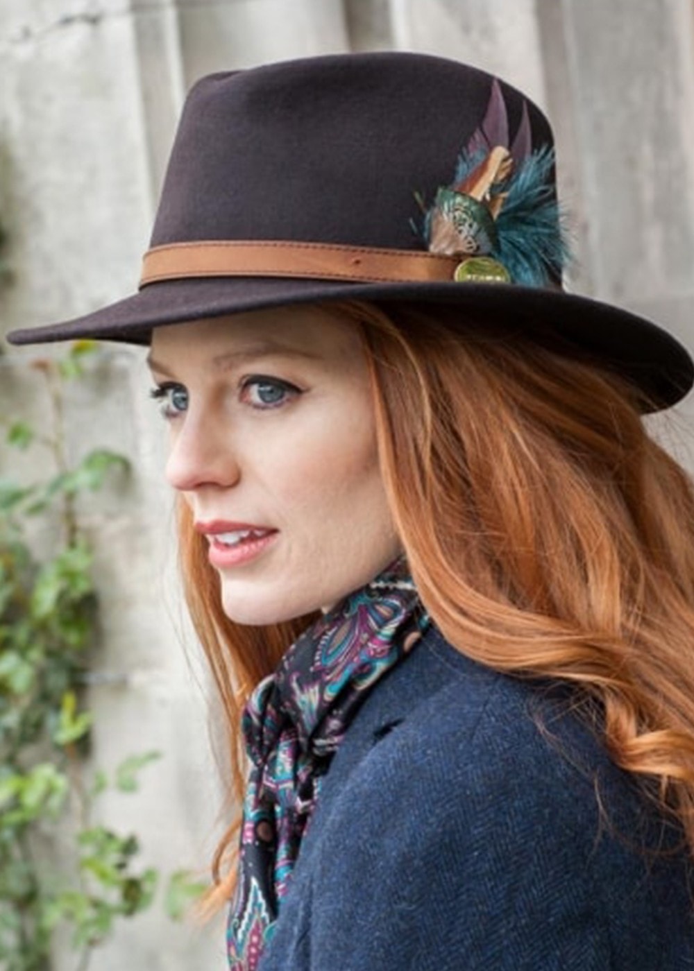 Suffolk Fedora Midnight Side Feather - Brown - 1