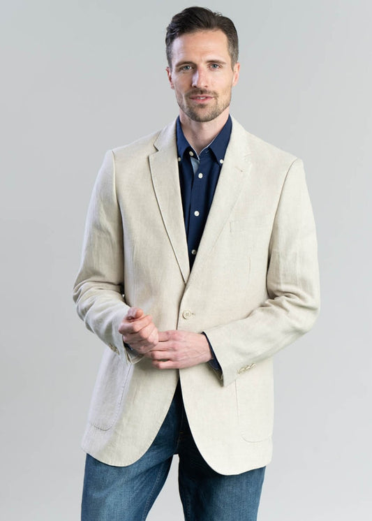 Linen Blazer - Stone - 1