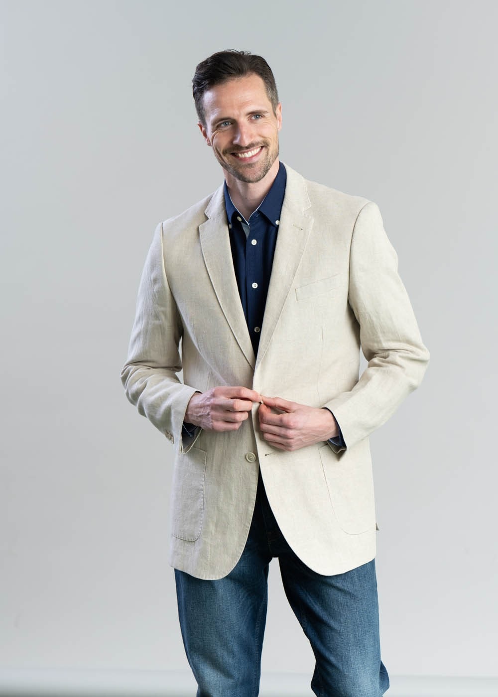 Linen Blazer - Stone - 3