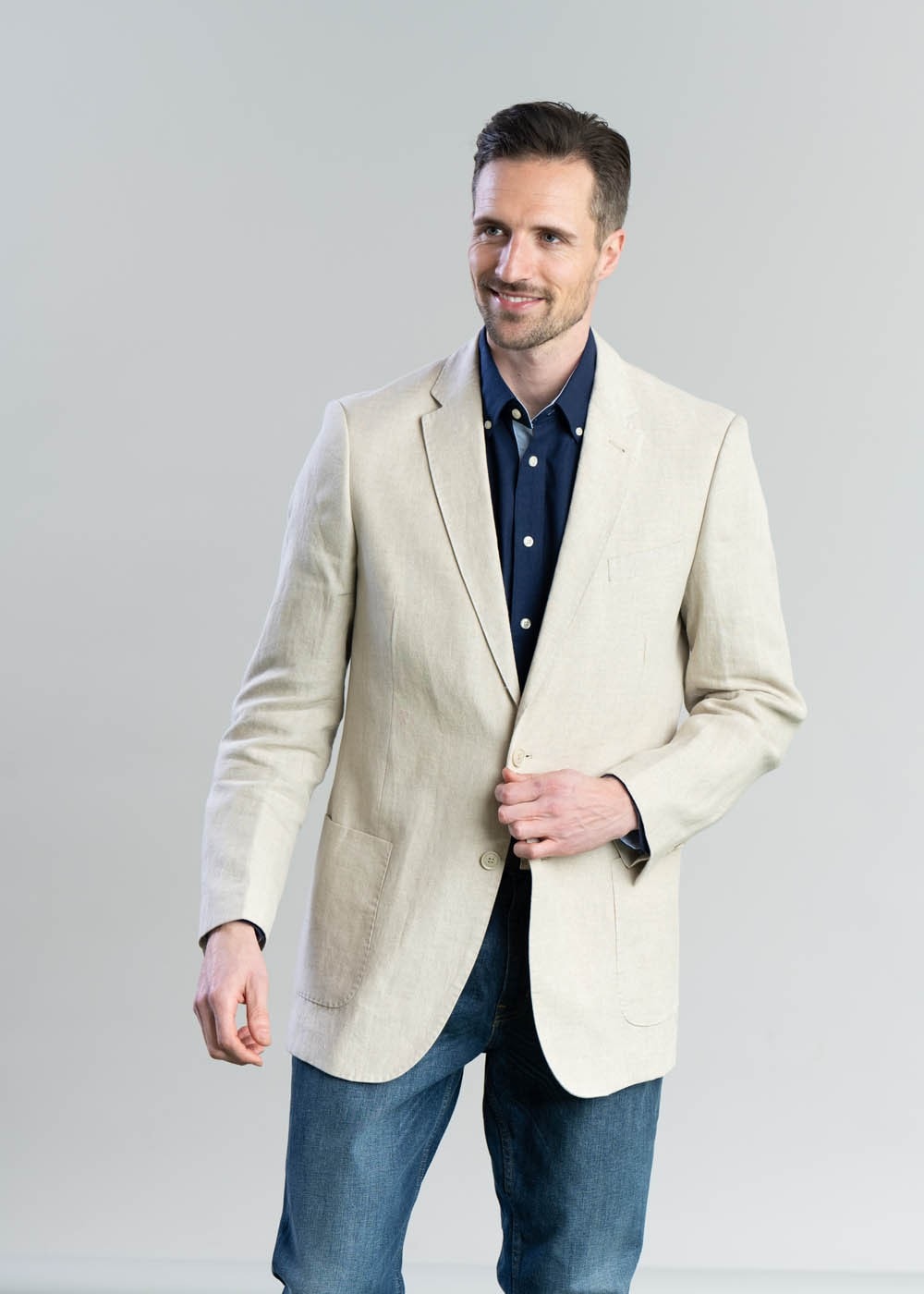 Linen Blazer - Stone - 4