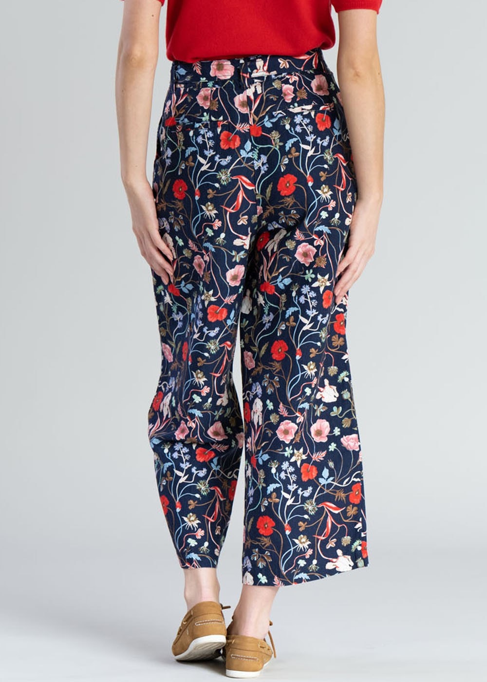 Floral Cropped Trousers - Classic Blue - 4