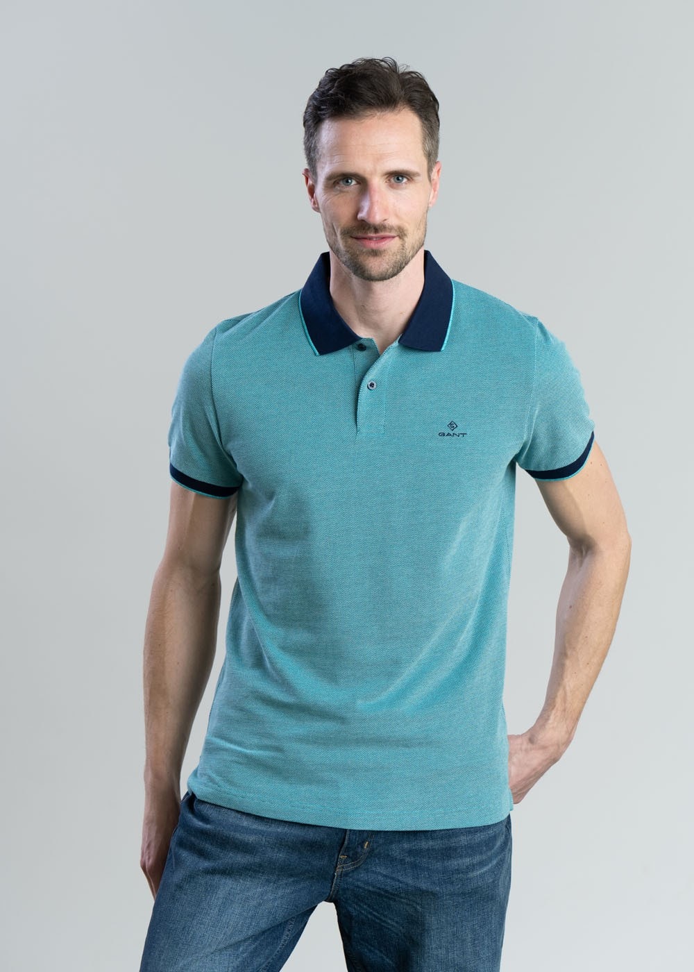 Oxford Pique Rugger - Deep Turquoise - 3