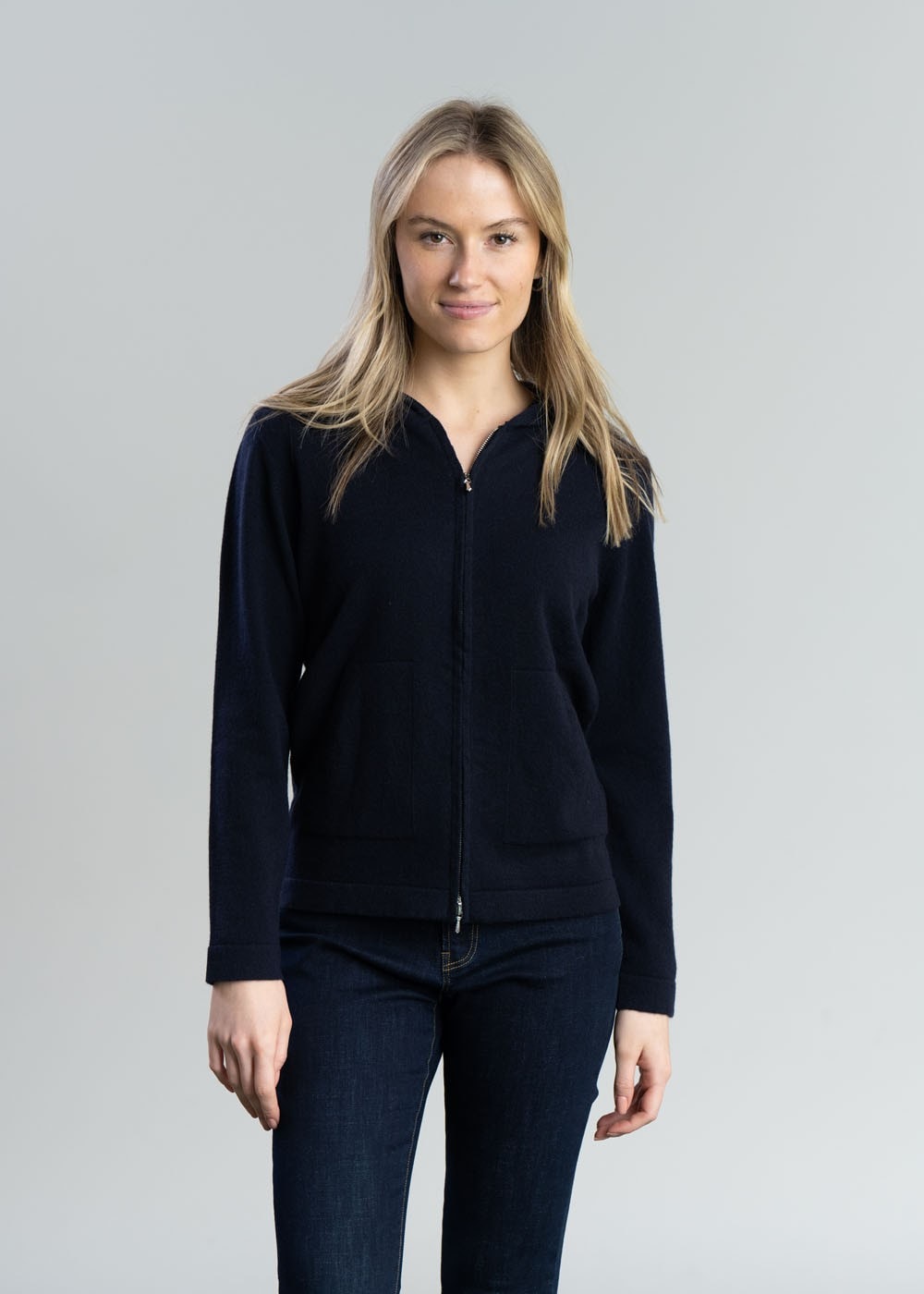 Millie Cashmere Hoodie - Navy - 1