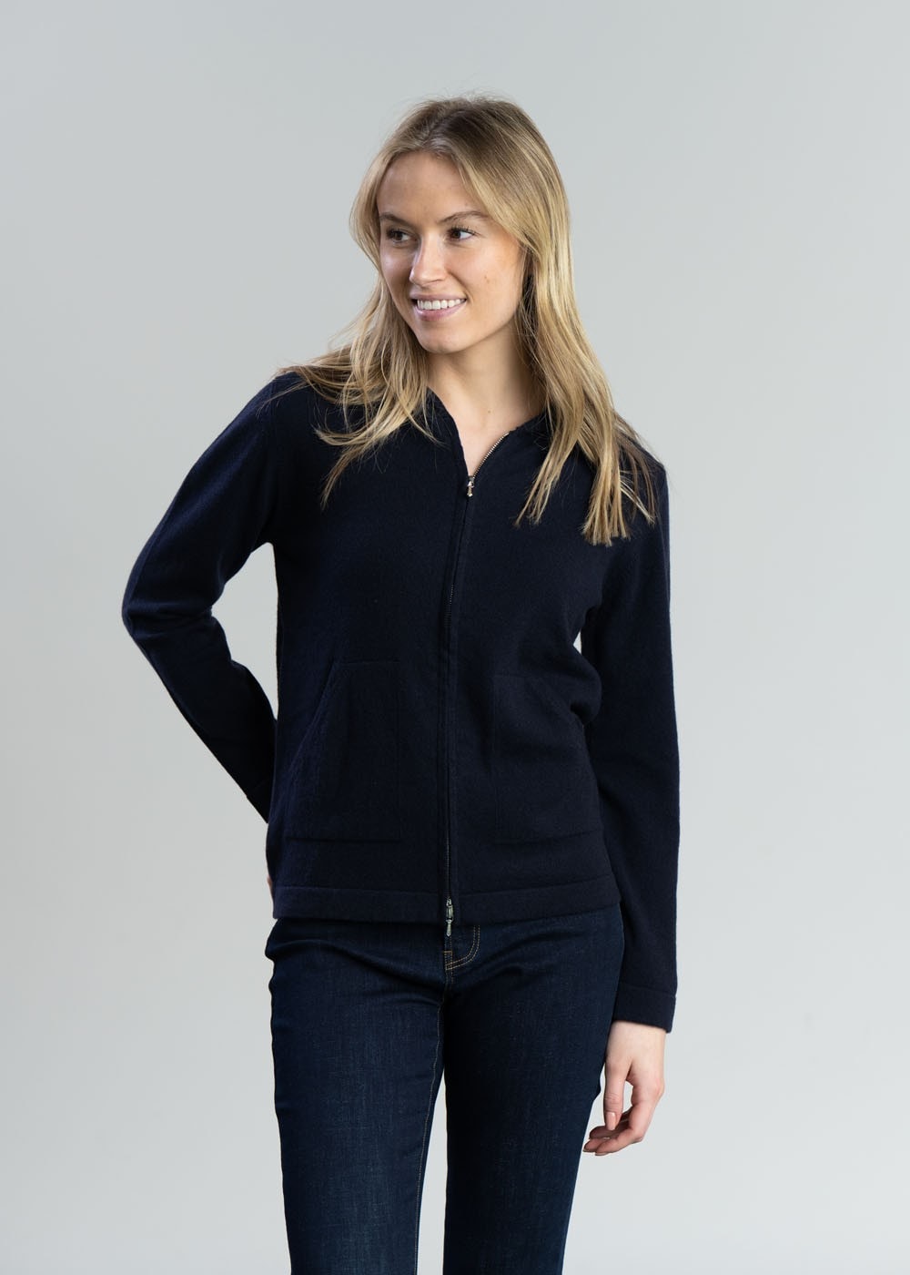 Millie Cashmere Hoodie - Navy - 4