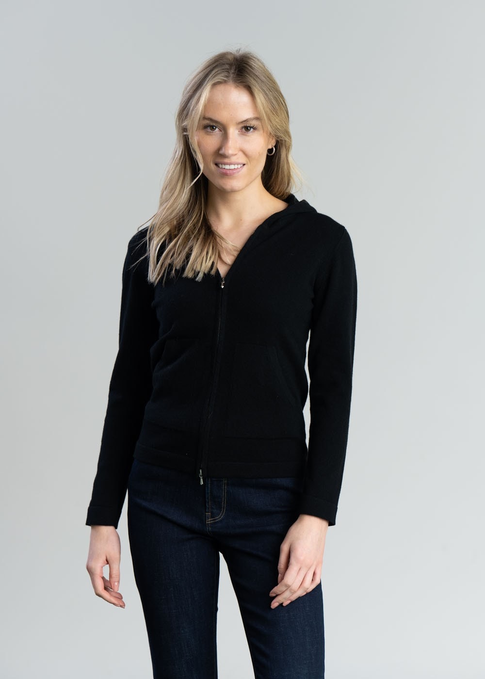 Millie Cashmere Hoodie - Black - 1