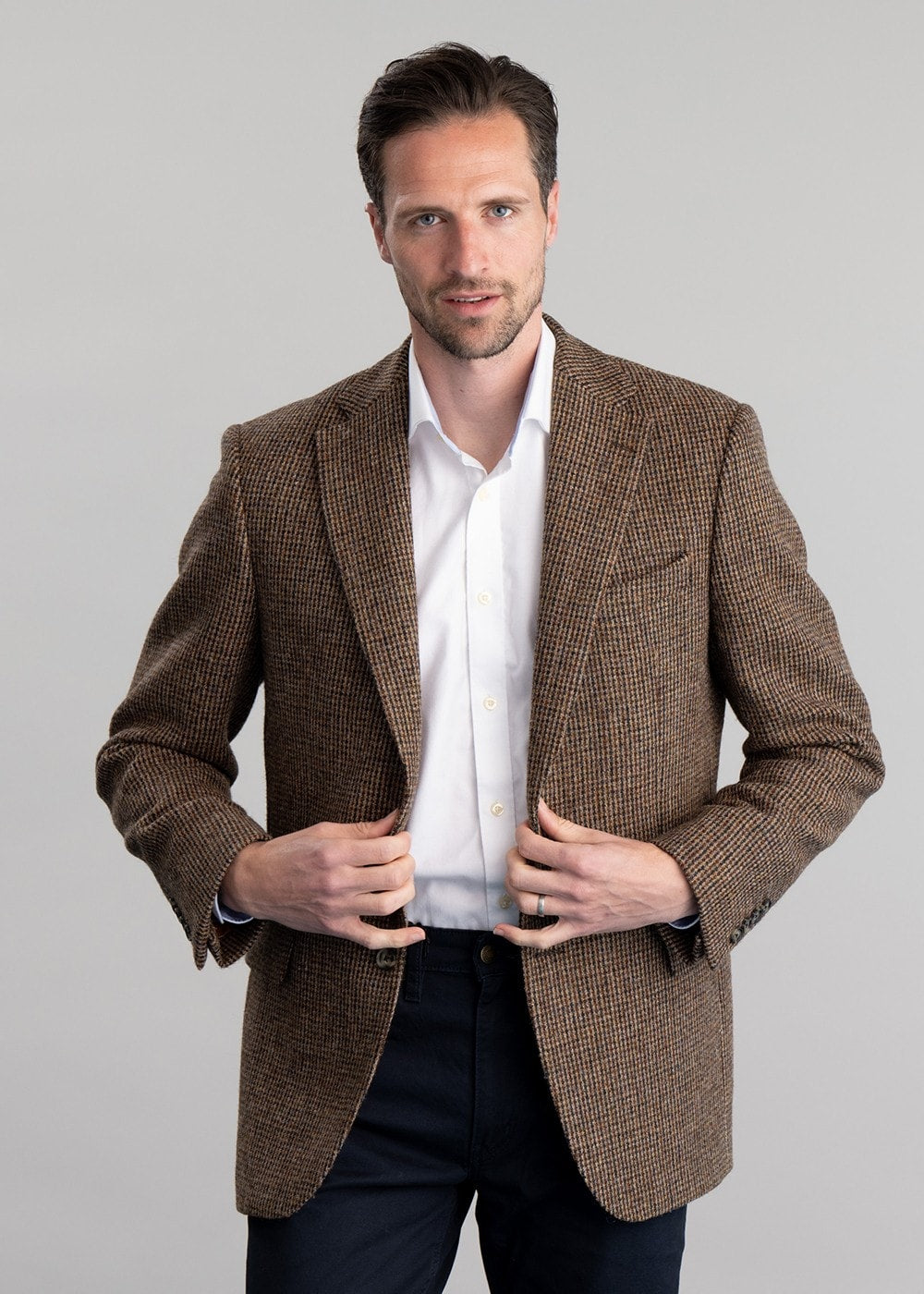 Beal Harris Tweed Jacket - Brown and Olive Shepherds Check - 3