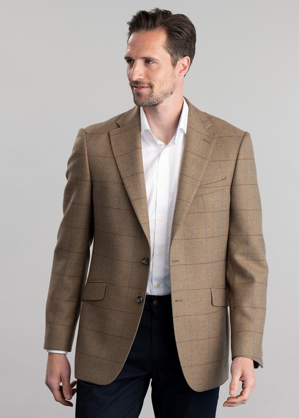 Corbridge Tweed Jacket - Blue and Green Twill with Red and Royal Blue Check - 4