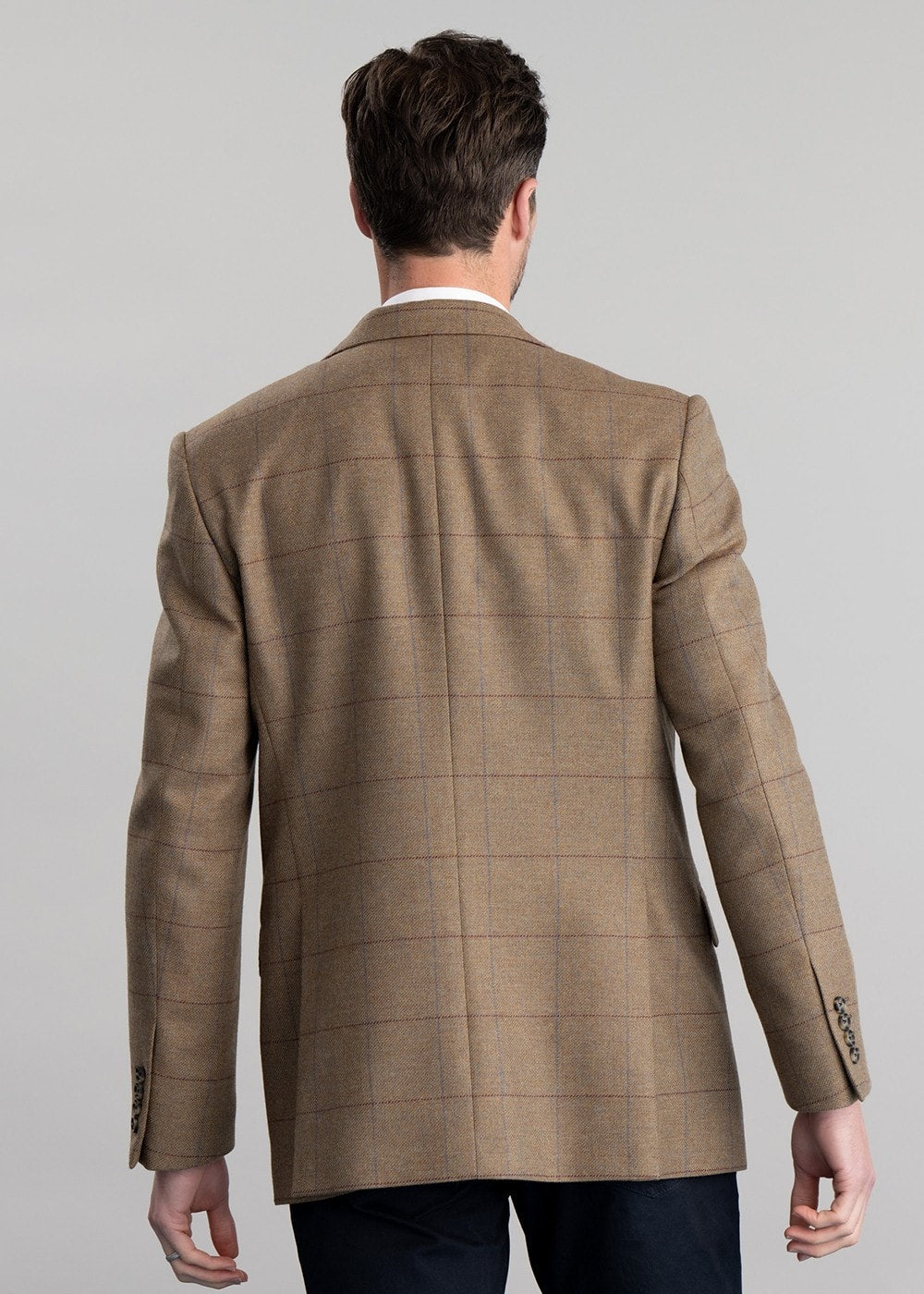 Corbridge Tweed Jacket - Blue and Green Twill with Red and Royal Blue Check - 5