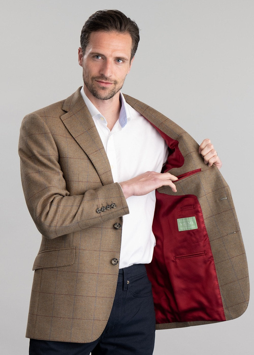 Corbridge Tweed Jacket - Blue and Green Twill with Red and Royal Blue Check - 2