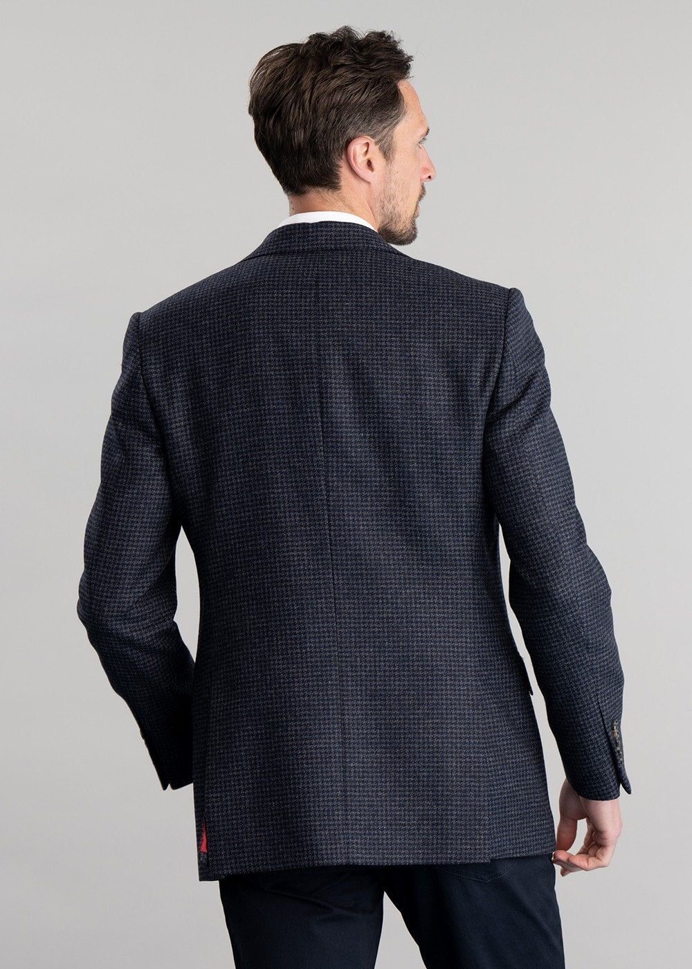 Warkworth Tweed Jacket - Houndstooth Check with Grey and Navy - 5