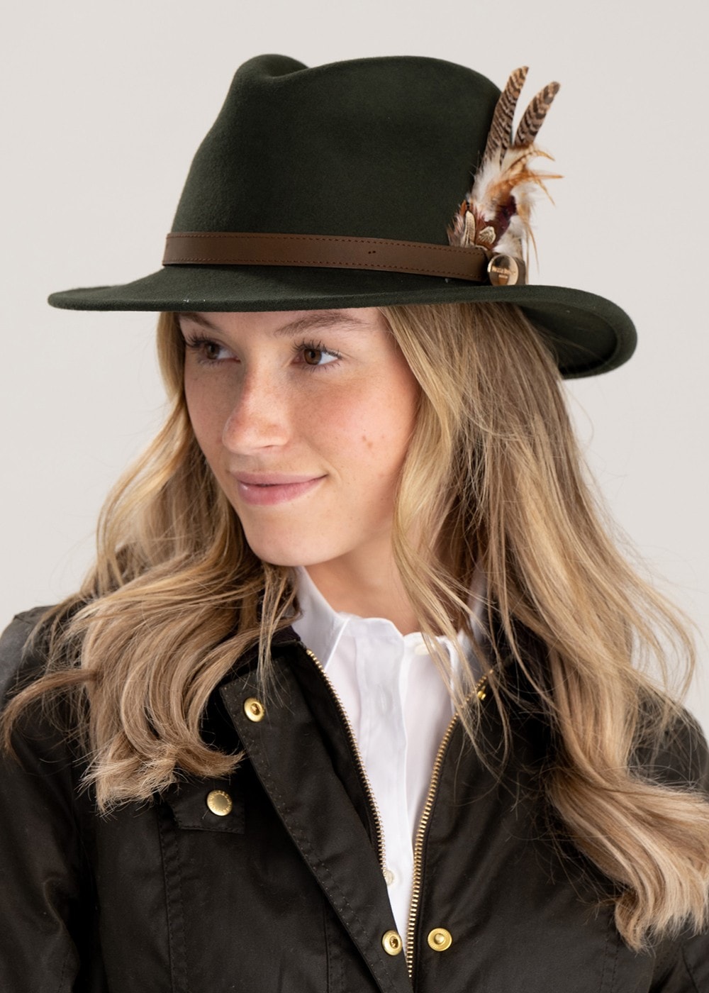 Suffolk Fedora Bronze Side Feather - Olive - 3