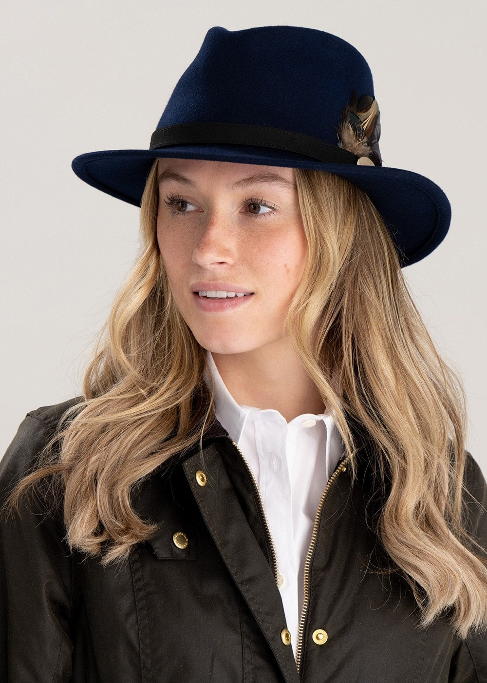 Suffolk Fedora Midnight Side Feather - Navy - 2