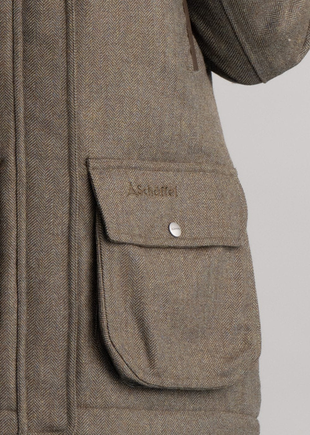 Ptarmigan Tweed Coat - Loden Green Herringbone Tweed - 6