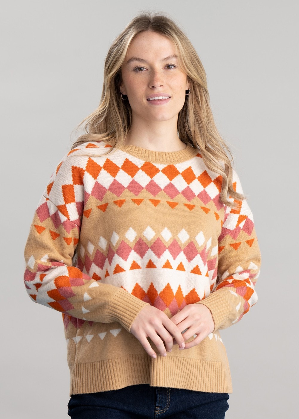 Fairisle Crew Neck - Toffee Beige - 2