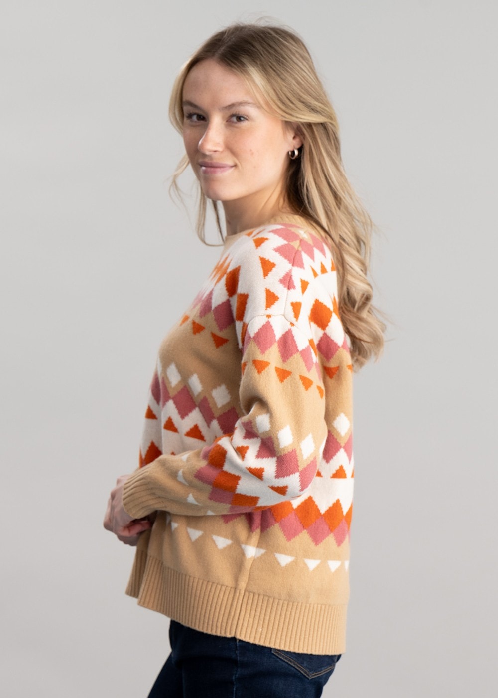 Fairisle Crew Neck - Toffee Beige - 3