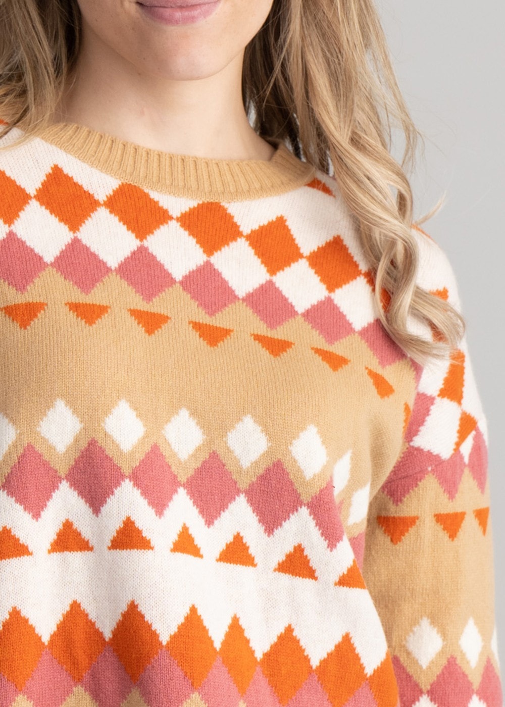 Fairisle Crew Neck - Toffee Beige - 4