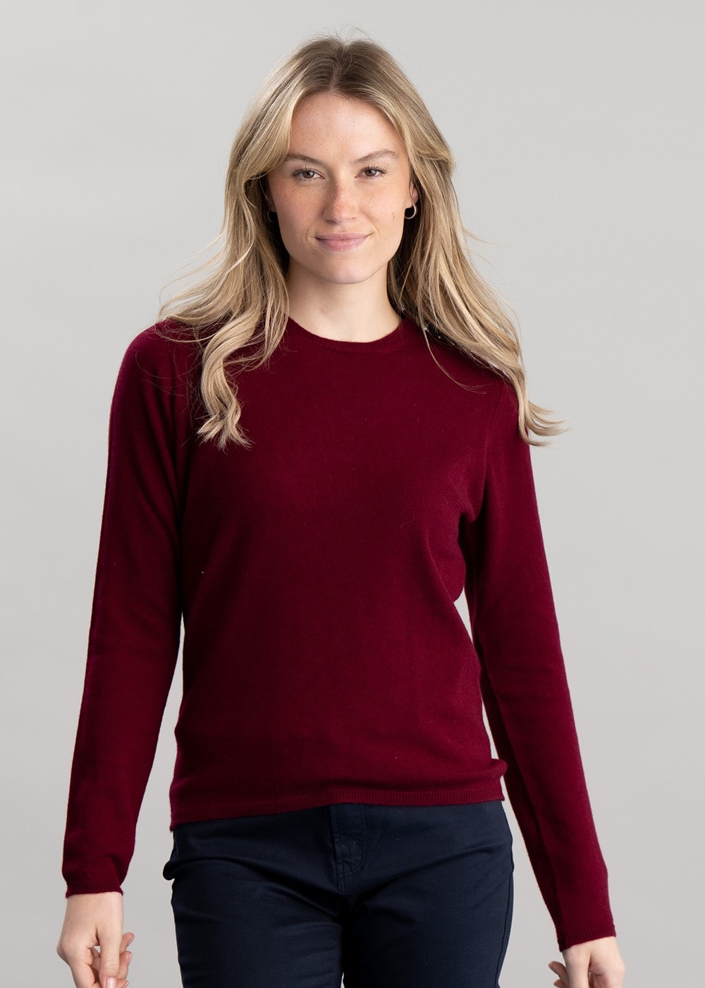 Millie Cashmere Crew Neck - Claret - 1