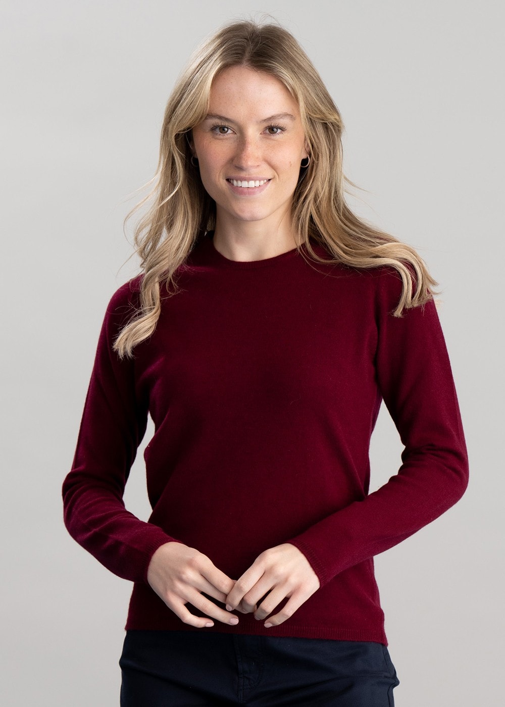 Millie Cashmere Crew Neck - Claret - 2