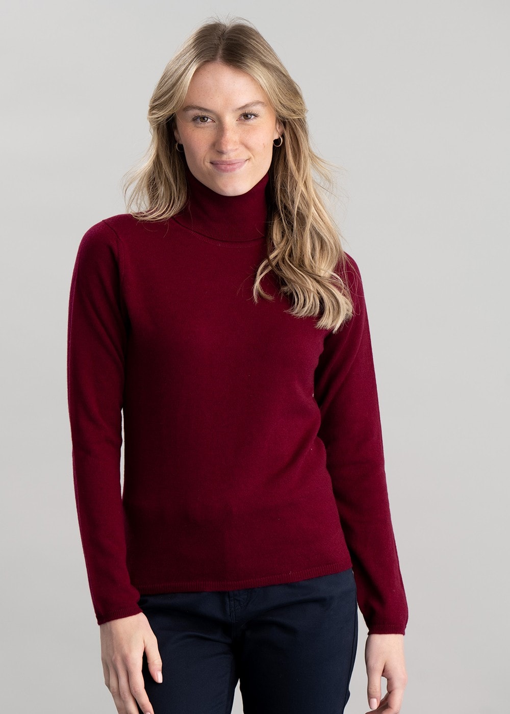 Millie Cashmere Roll Collar - Claret - 4