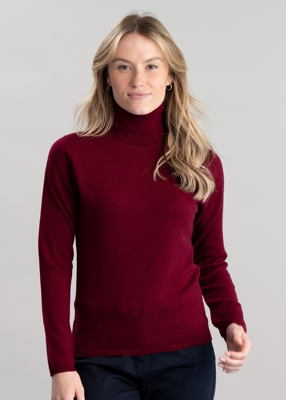 Millie Cashmere Roll Collar - Claret - 5