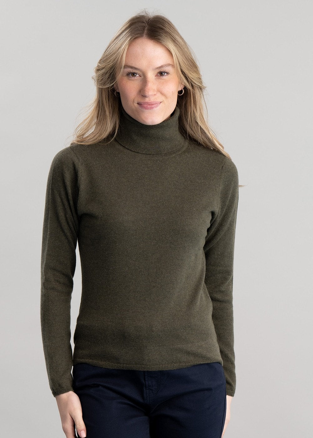 Millie Cashmere Roll Collar - Loden Mix - 1