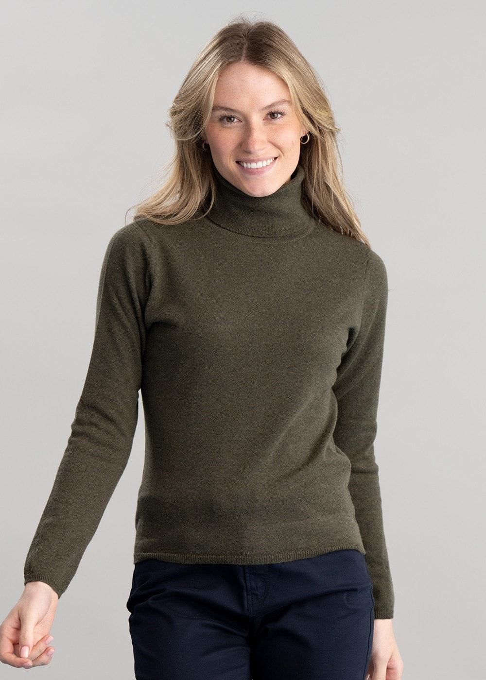 Millie Cashmere Roll Collar - Loden Mix - 2