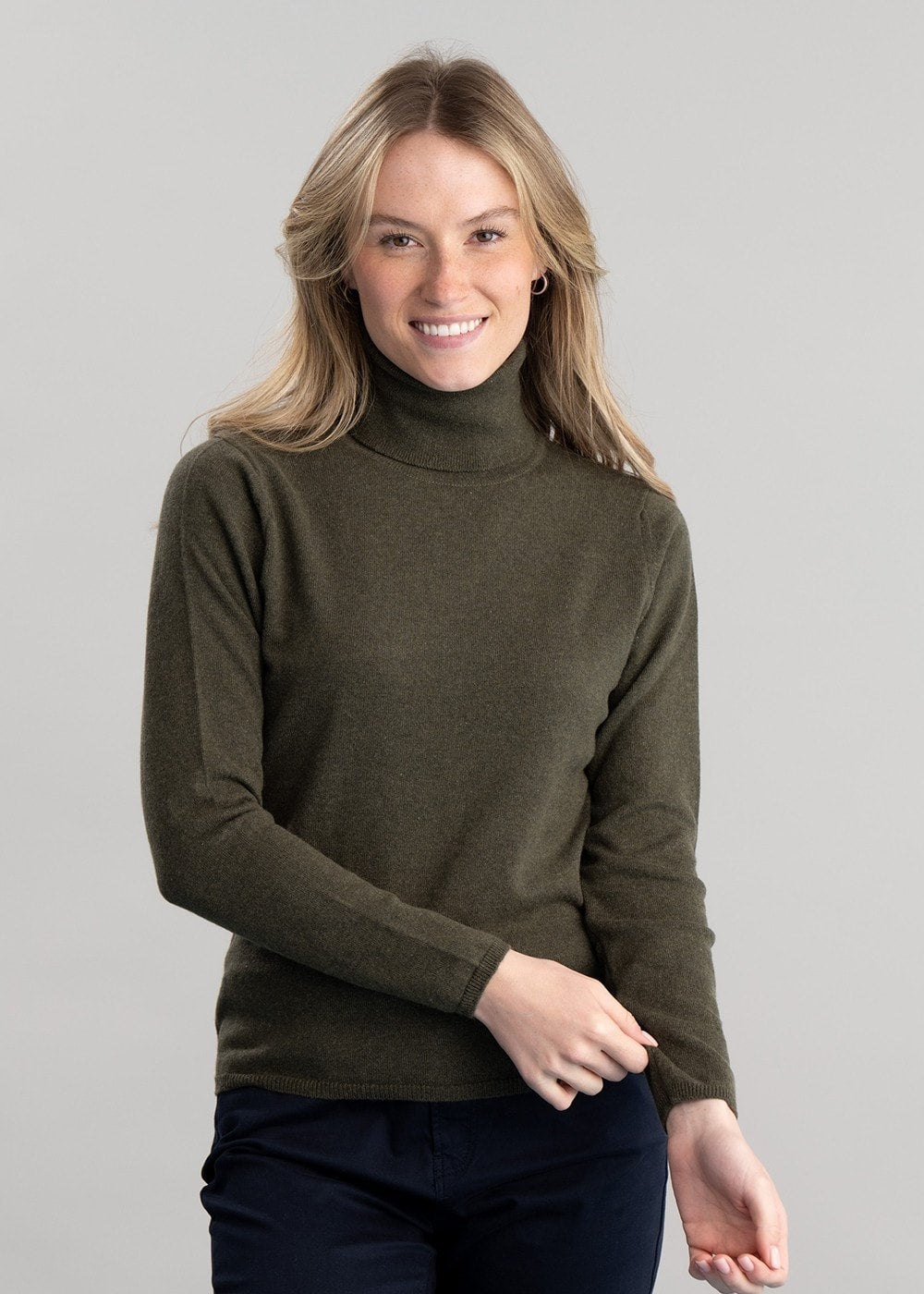 Millie Cashmere Roll Collar - Loden Mix - 3