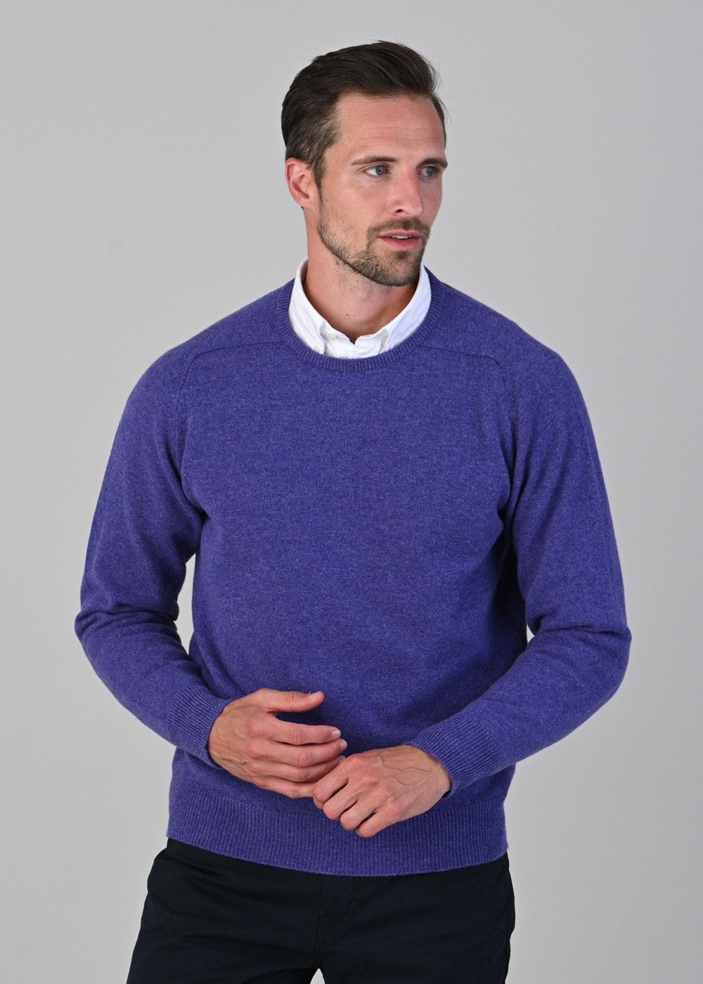 Leven 2 Ply Lambswool Crew Neck - Heliotrope - 1