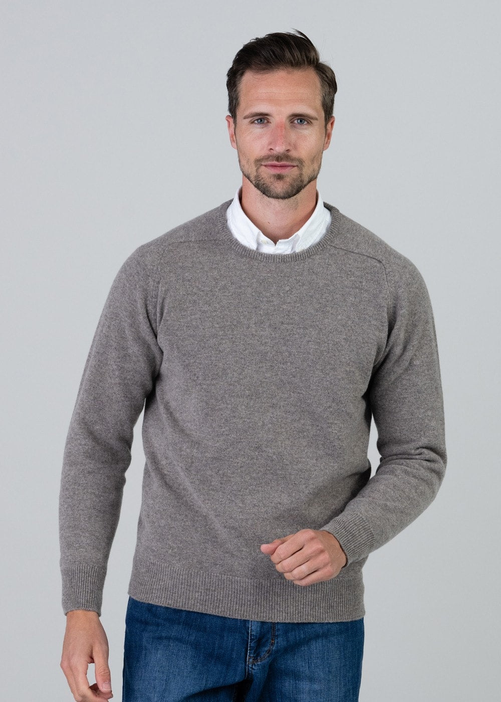 Leven 2 Ply Lambswool Crew Neck - Vole - 1