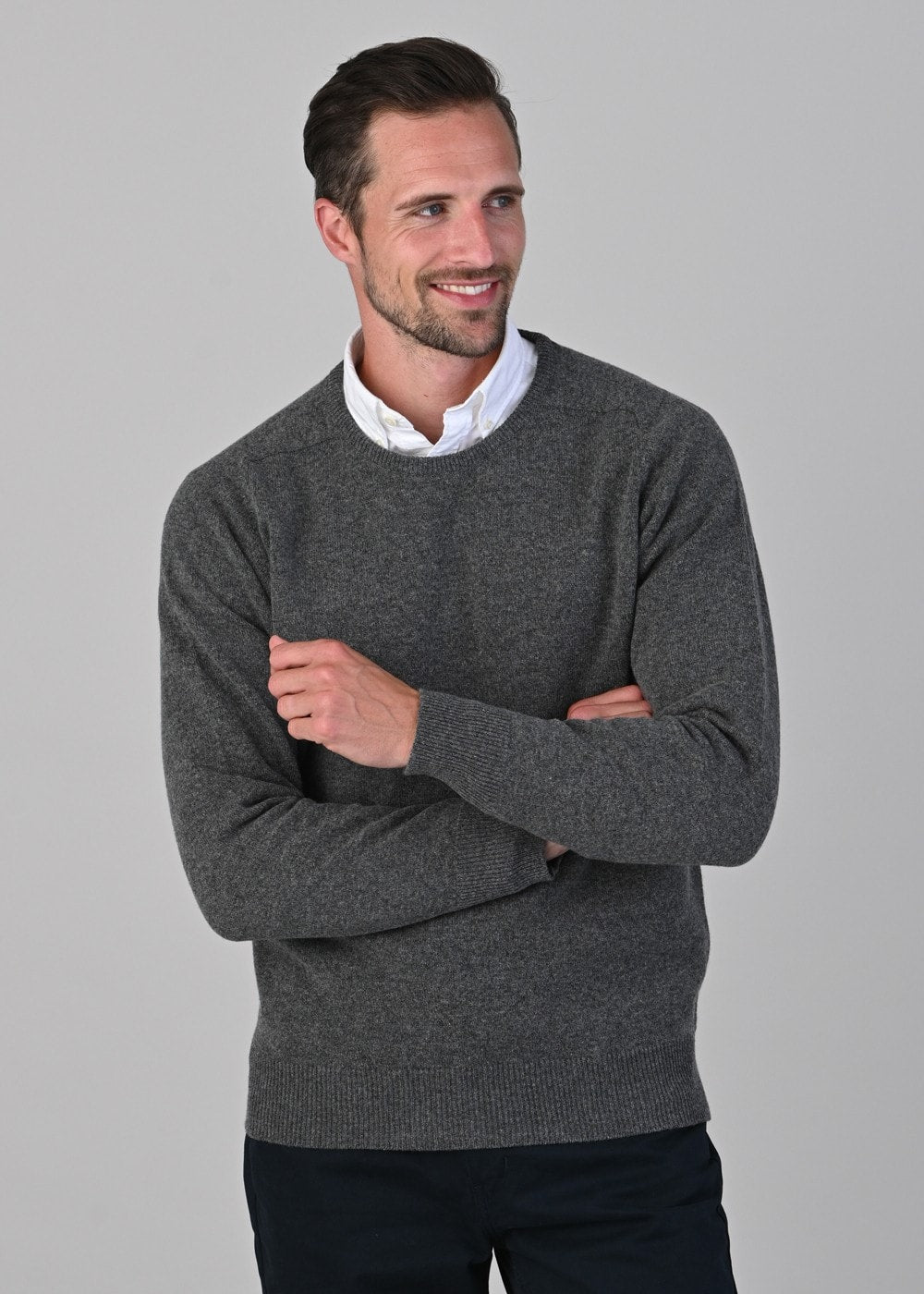 Leven 2 Ply Lambswool Crew Neck - Cliff - 1